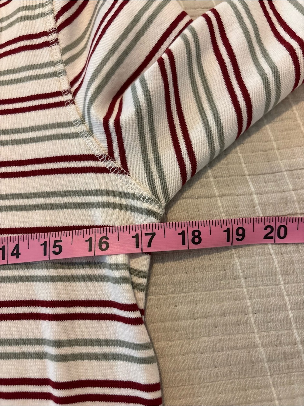 PACT Organic Cotton Burgundy Red Sage Green Striped Long Sleeve Pajama Set S - Picture 5 of 10